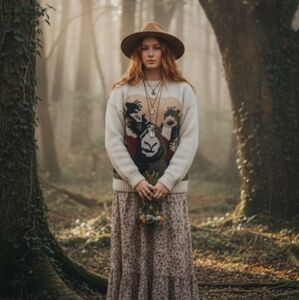 Rare vintage wool bighorn sheep sweater size S